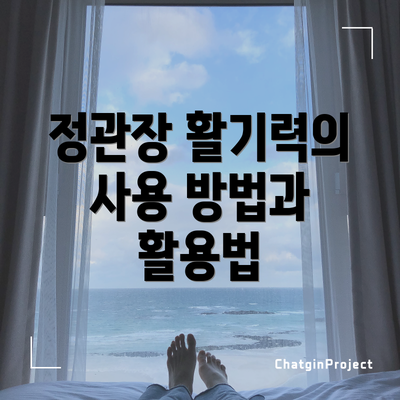 정관장 활기력의 사용 방법과 활용법