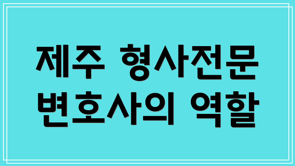 제주 형사전문 변호사의 역할