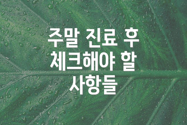 주말 진료 후 체크해야 할 사항들