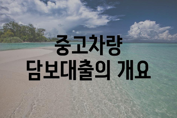 중고차량 담보대출의 개요