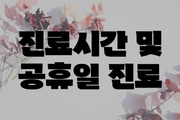 진료시간 및 공휴일 진료