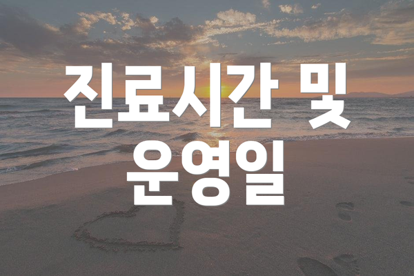 진료시간 및 운영일