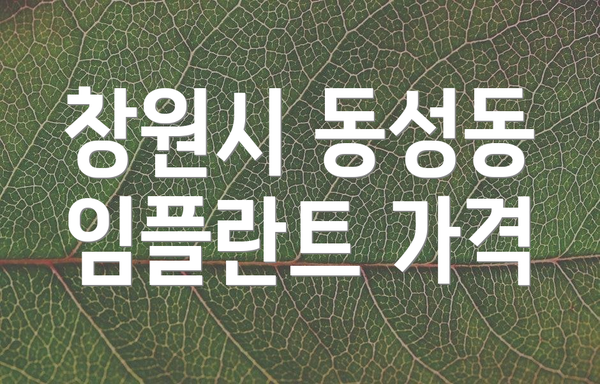 창원시 동성동 임플란트 가격