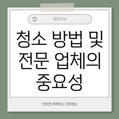 청소 방법 및 전문 업체의 중요성