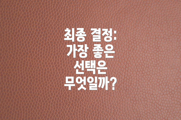 최종 결정: 가장 좋은 선택은 무엇일까?