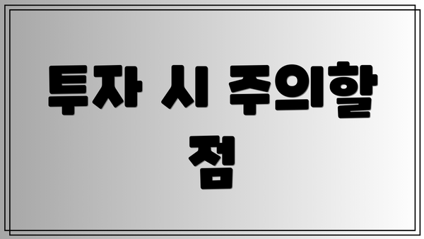 투자 시 주의할 점