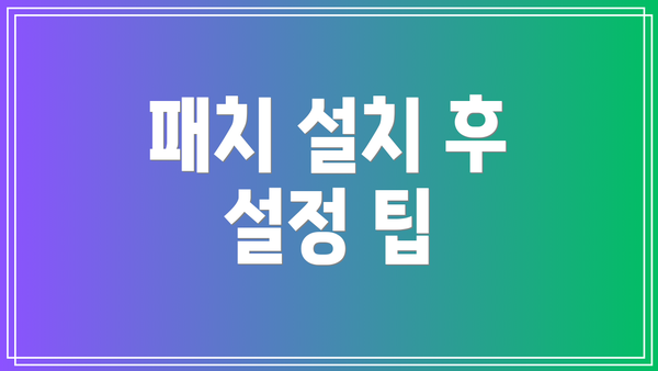 패치 설치 후 설정 팁
