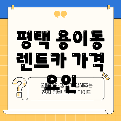 평택 용이동 렌트카 가격 요인