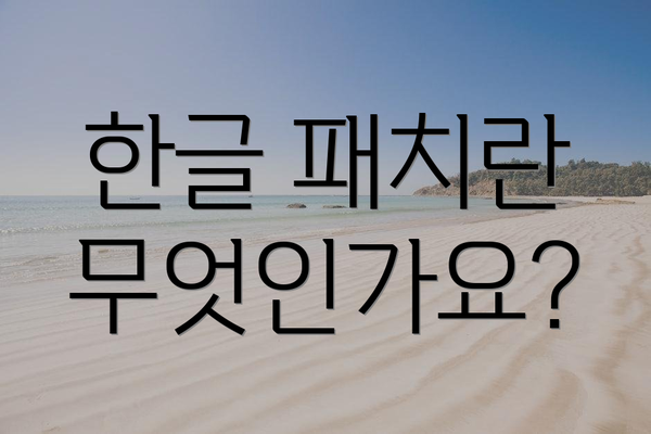 한글 패치란 무엇인가요?