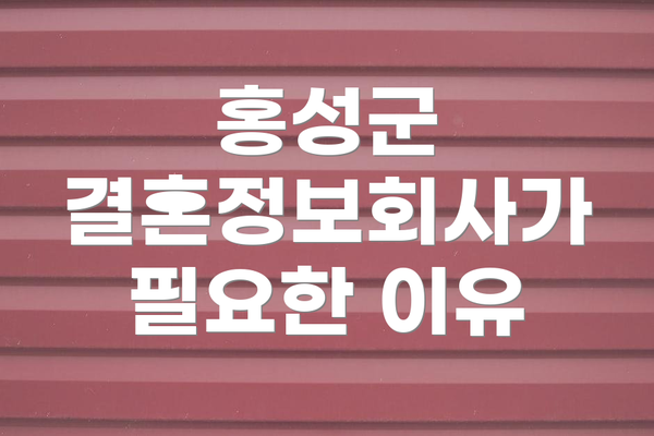 홍성군 결혼정보회사가 필요한 이유