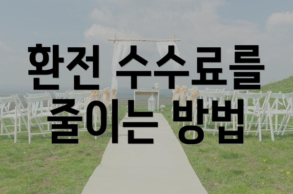 환전 수수료를 줄이는 방법