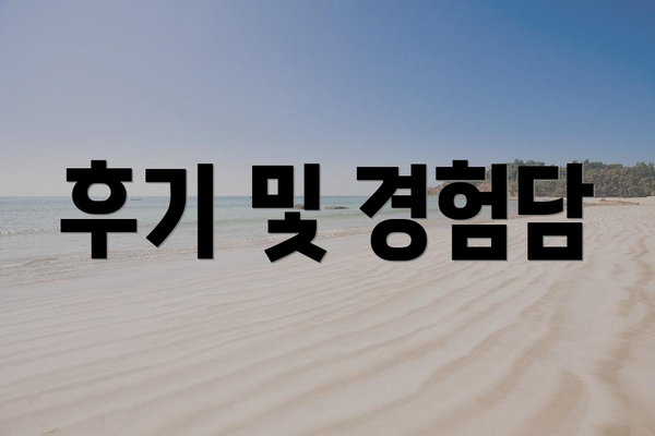 후기 및 경험담