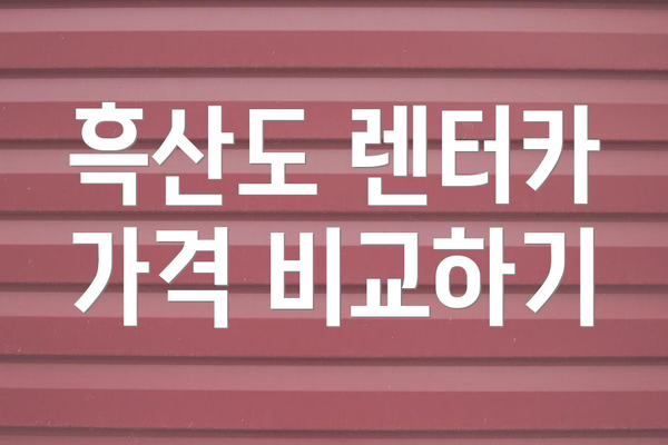 흑산도 렌터카 가격 비교하기