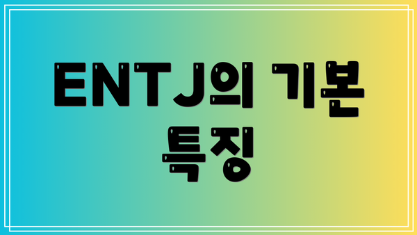 ENTJ의 기본 특징