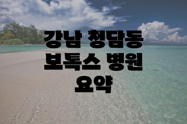 강남 청담동 보톡스 병원 요약