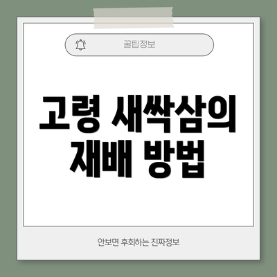 고령 새싹삼의 재배 방법