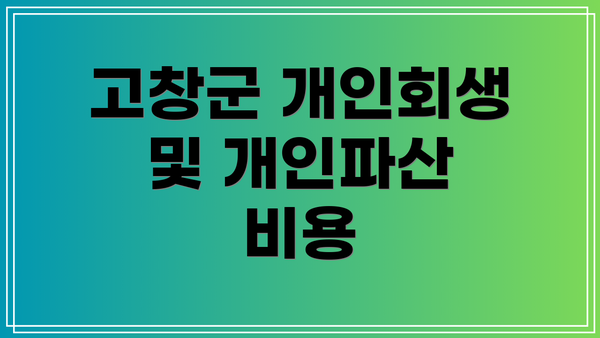 고창군 개인회생 및 개인파산 비용
