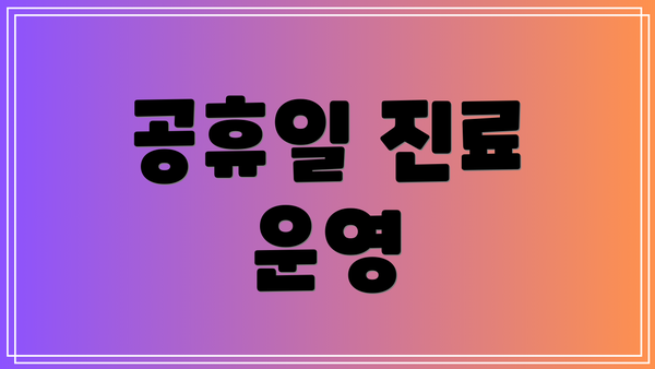 공휴일 진료 운영