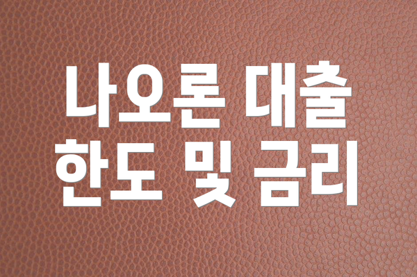 나오론 대출 한도 및 금리