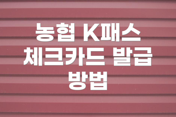 농협 K패스 체크카드 발급 방법