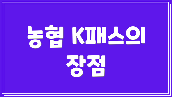농협 K패스의 장점
