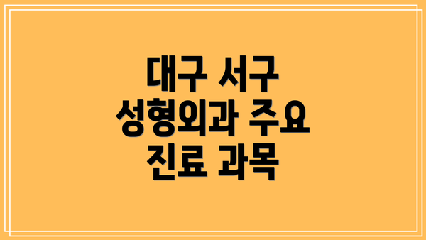 대구 서구 성형외과 주요 진료 과목