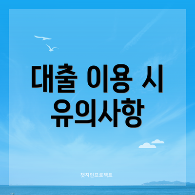 대출 이용 시 유의사항