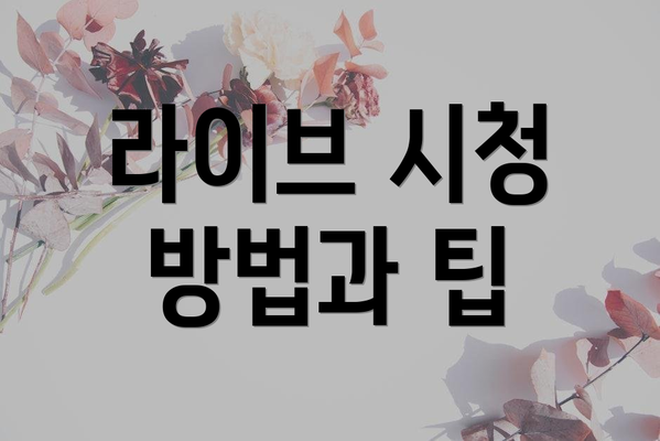 라이브 시청 방법과 팁