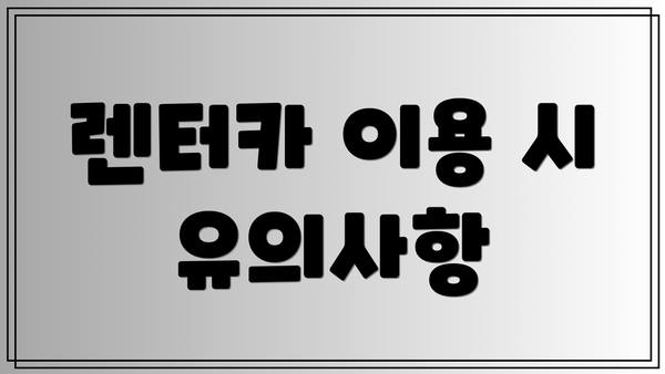 렌터카 이용 시 유의사항