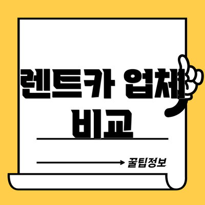렌트카 업체 비교