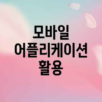 모바일 어플리케이션 활용