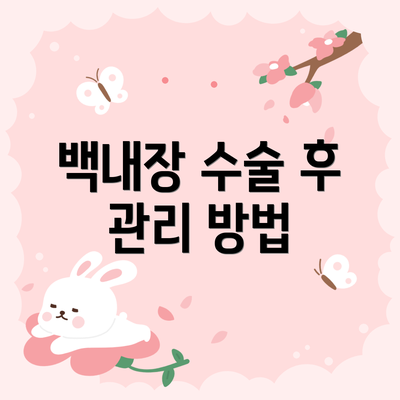 백내장 수술 후 관리 방법