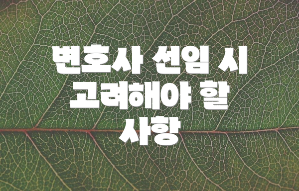 변호사 선임 시 고려해야 할 사항