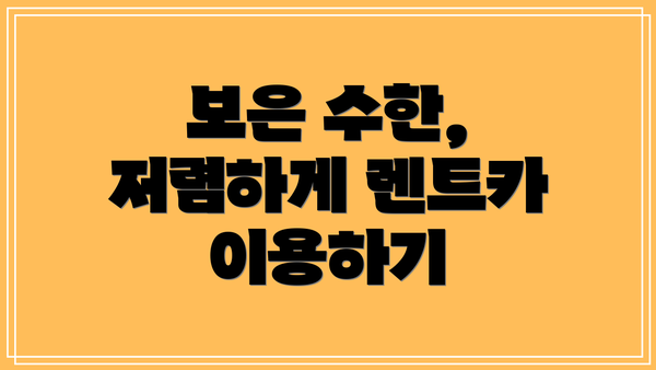 보은 수한, 저렴하게 렌트카 이용하기