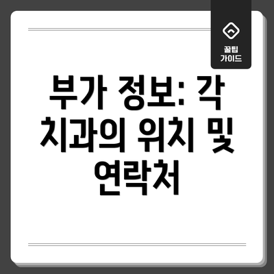 부가 정보: 각 치과의 위치 및 연락처