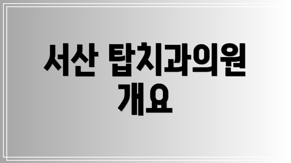 서산 탑치과의원 개요