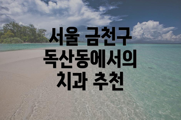 서울 금천구 독산동에서의 치과 추천