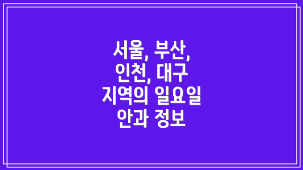 서울, 부산, 인천, 대구 지역의 일요일 안과 정보