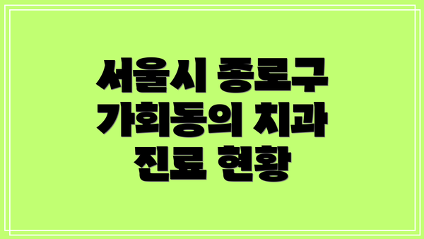 서울시 종로구 가회동의 치과 진료 현황