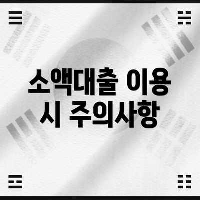 소액대출 이용 시 주의사항
