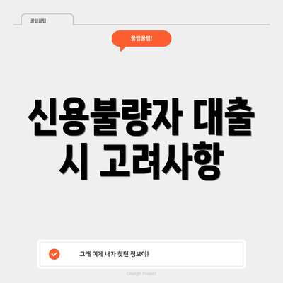 신용불량자 대출 시 고려사항