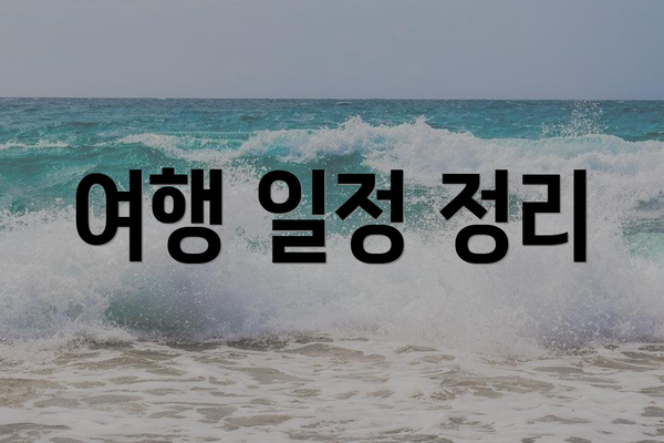 여행 일정 정리