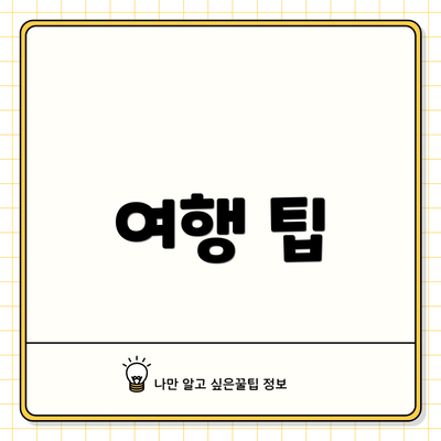 여행 팁