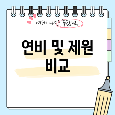 연비 및 제원 비교