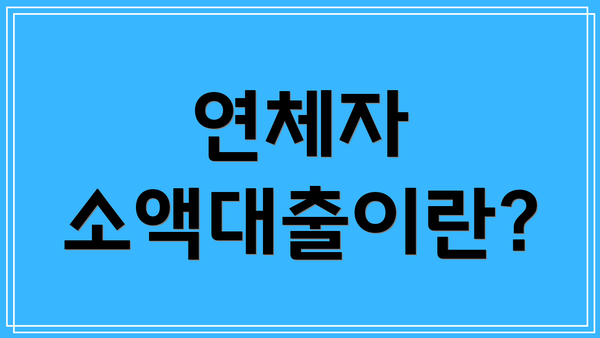 연체자 소액대출이란?