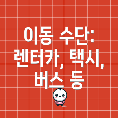 이동 수단: 렌터카, 택시, 버스 등