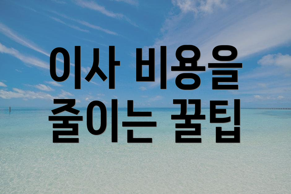 이사 비용을 줄이는 꿀팁