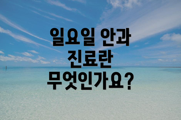 일요일 안과 진료란 무엇인가요?