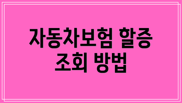 자동차보험 할증 조회 방법
