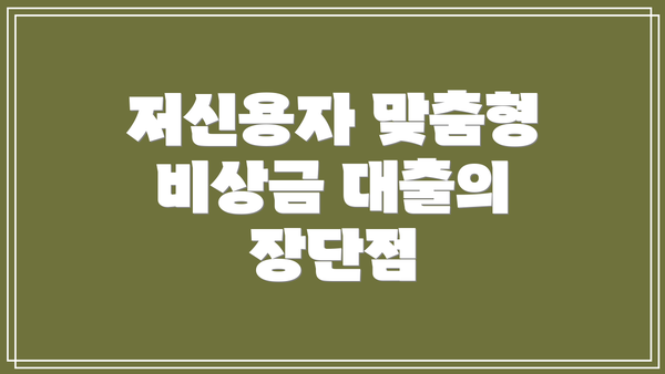 저신용자 맞춤형 비상금 대출이란?